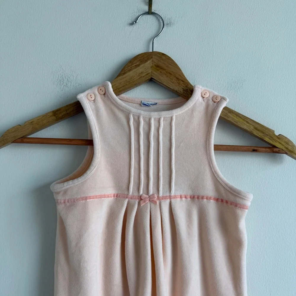 Vintage Light Pink Velveteen Pleated Jumper Size 18-24 Months